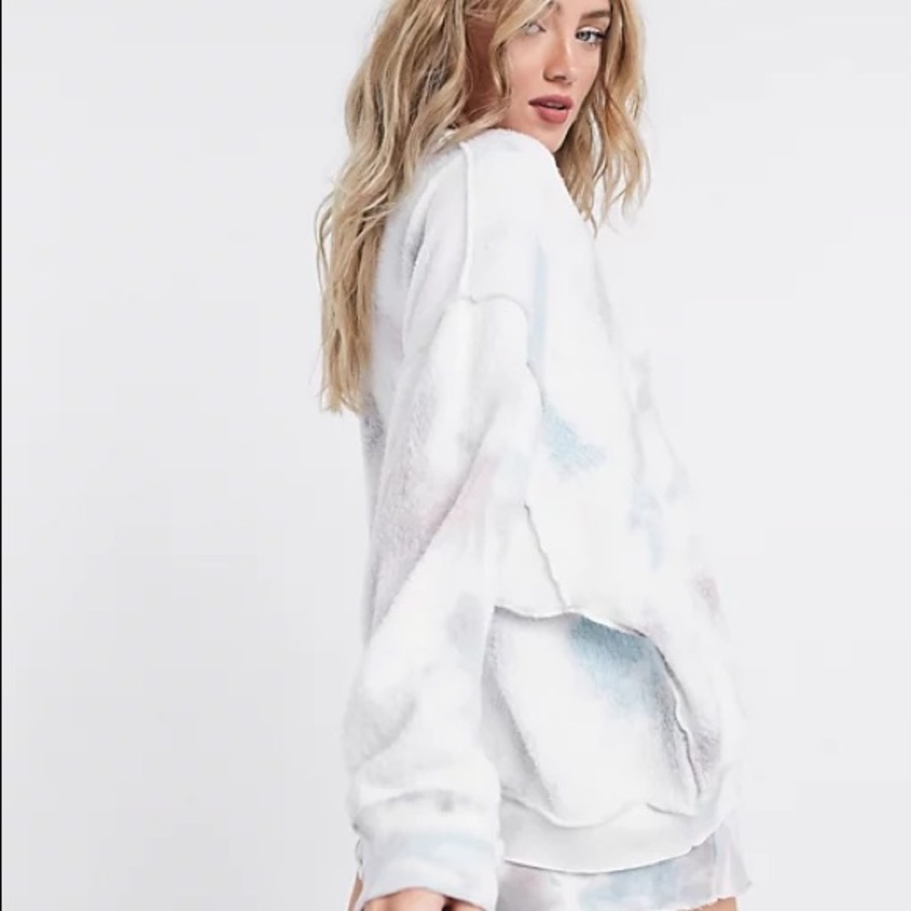 FP kelly wash tie dye blue sweatshirt